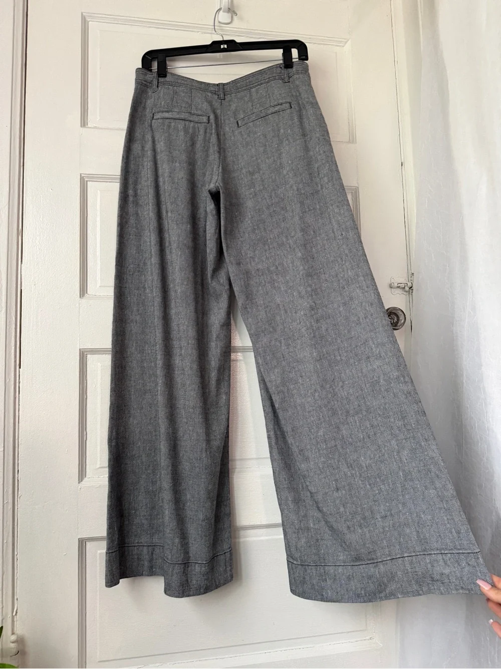 Anthropologie Linen Blend Wide Leg Low Rise Pants Relaxed Fit Minimalist Boho - Picture 4 of 14